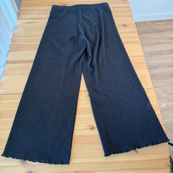 Aritzia Wilfred Wide Leg Seersucker Pants Lettuce Hem Verona Pant Minimalist L - Picture 2 of 9